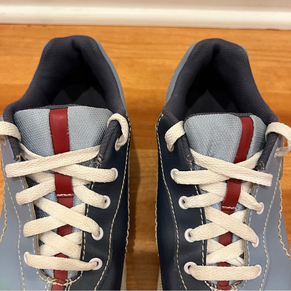 Dexter Slide Rite Split Toe Bowling Shoes Women 8 Blue Red Active Retro B4422-18 - Picture 6 of 14